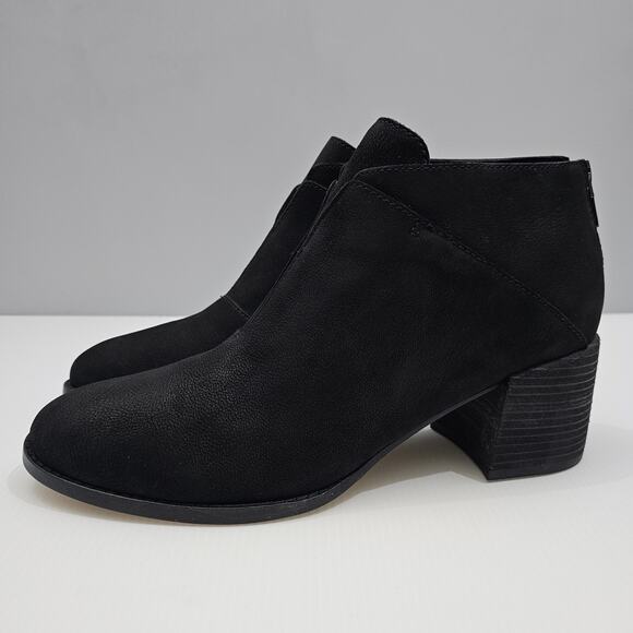 Eileen Fisher Bren Ankle Bootie Women 9 Black Leather Block Heel Fall Minimalist - Picture 14 of 14